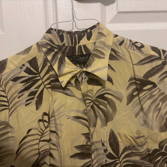 Tori Richard Hawaiian Shirt Sz XL Mens Yellow Monstera Leaves Tropical Cruise - Picture 11 of 13